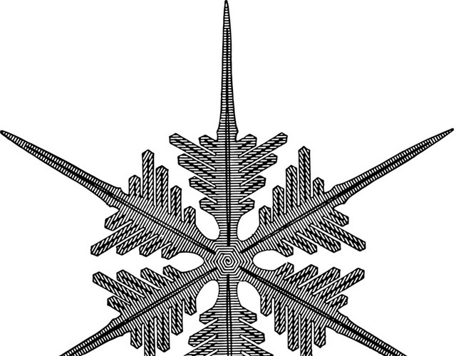 雪花黑白钢笔画素材