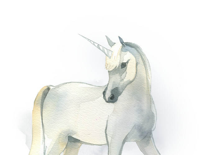 白色动物角马手绘素描素材