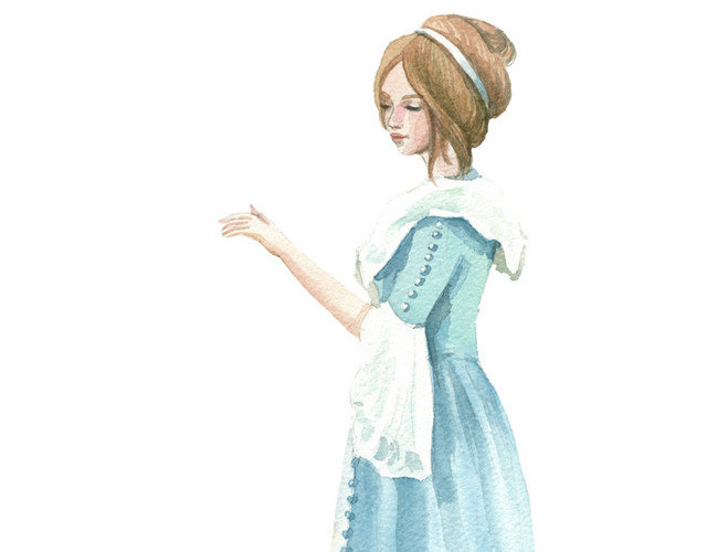 蓝色裙子美女素材