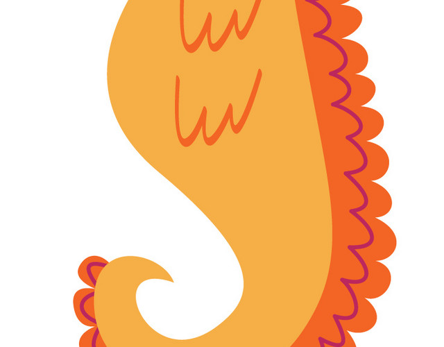 橙色海马插画