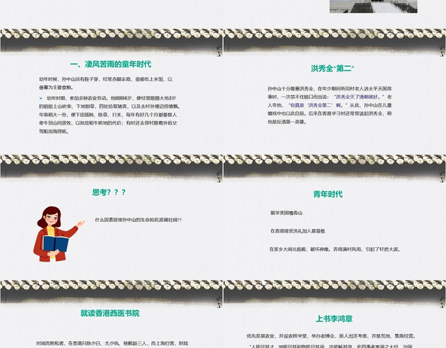 古典简约风民国人物篇之二孙中山记人物传记PPT模板