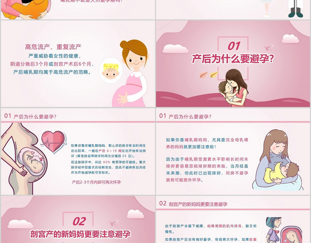 粉色妇科门诊产后如何科学避孕PPT模板