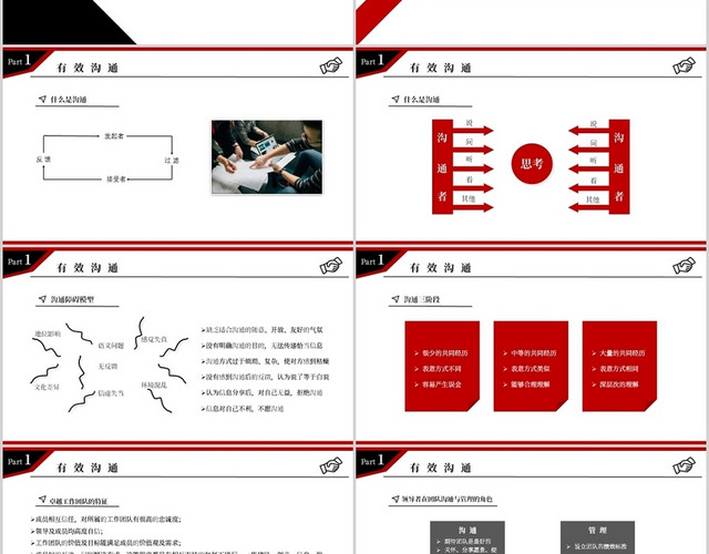 红黑撞色有效沟通与有效执行力企业培训PPT模板