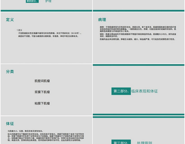 绿色商务子宫肌瘤护理查房子宫肌瘤病人术后护理PPT模板