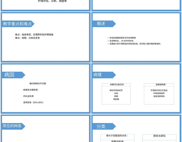 蓝色卡通子宫肌瘤护理查房子宫肌瘤PPT模板