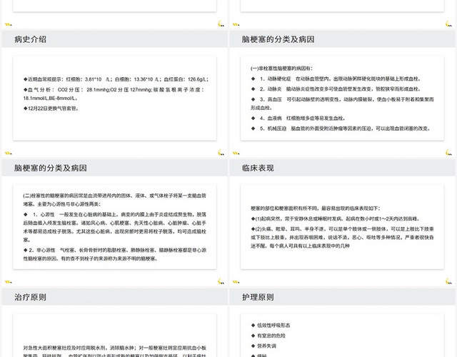 黄色商务风脑梗塞护理查房脑梗塞病人的护理查房PPT模板