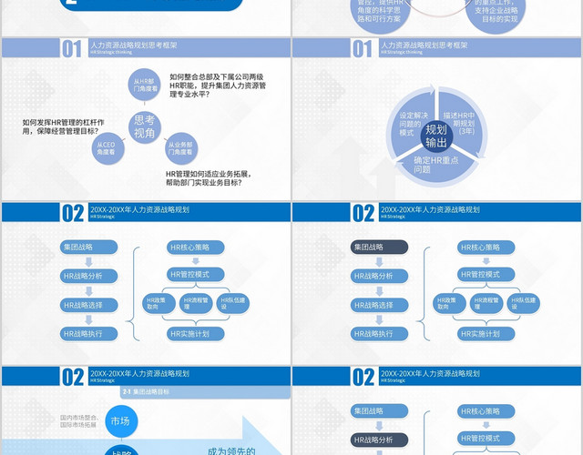 蓝色商务风工作总结人力资源规划PPT模板