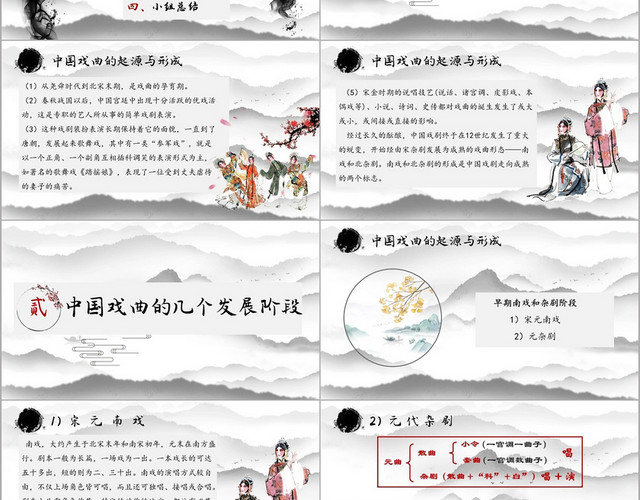 灰色白色课件探究中国戏曲的发展PPT模板