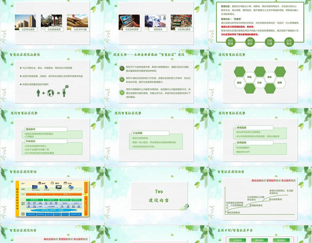 绿色文艺风智慧社区建设家乡城镇建设PPT模板