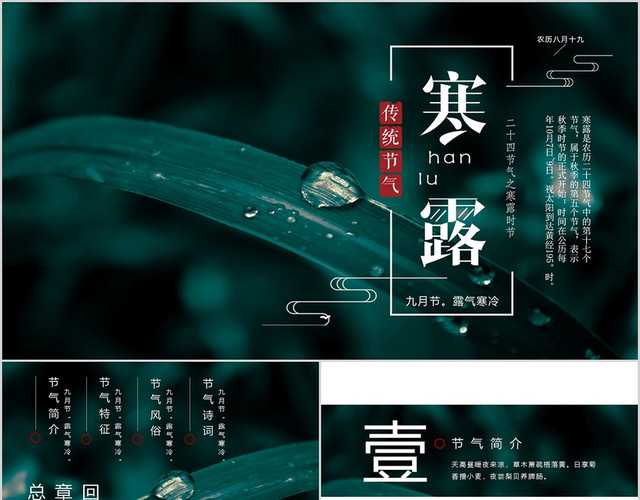 传统清新二十四节气之寒露PPT模板