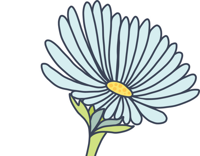蓝色卡通植物雏菊插画素材