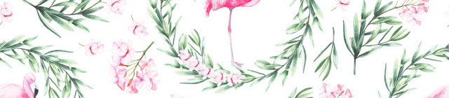 绿色清新植物火烈鸟水彩插画素材