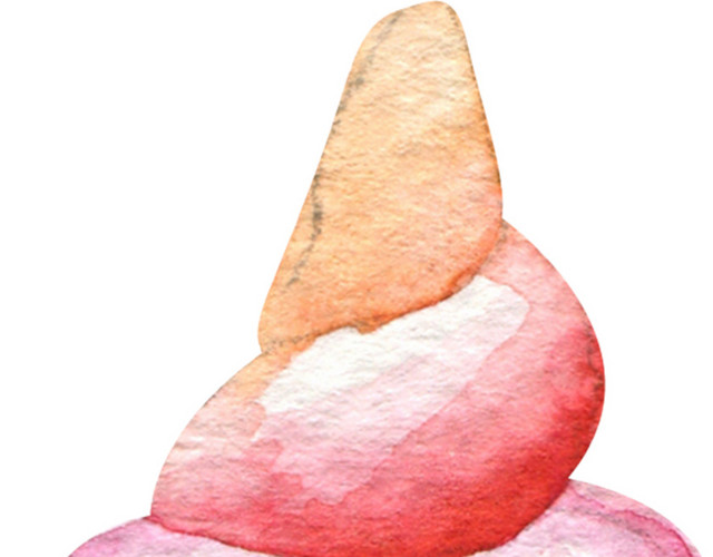 彩色手绘甜筒水彩插画素材