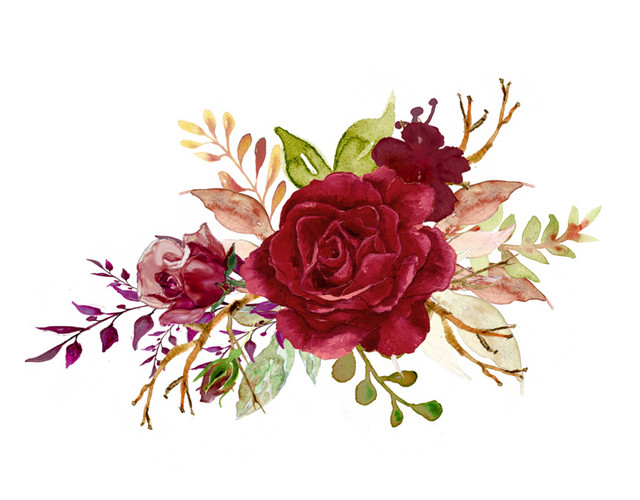 水彩手绘花束设计素材