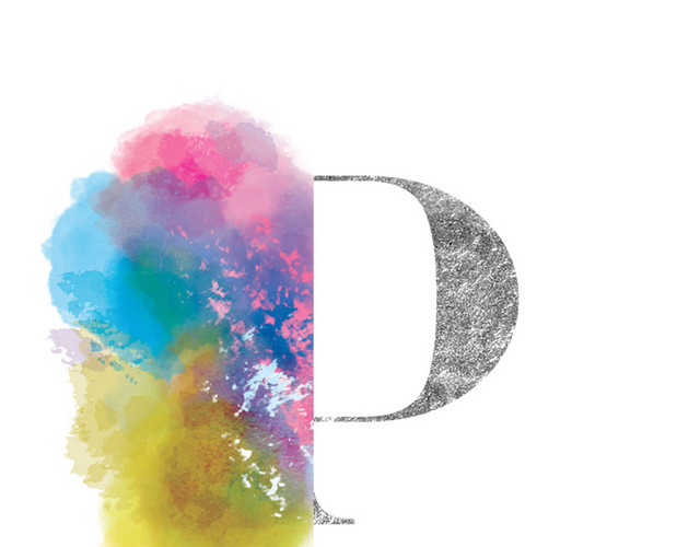 水彩手绘字母P设计素材