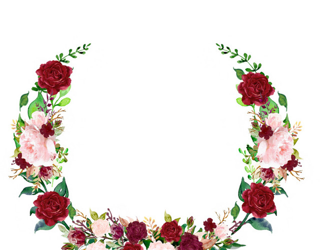 清新鲜花花环设计素材