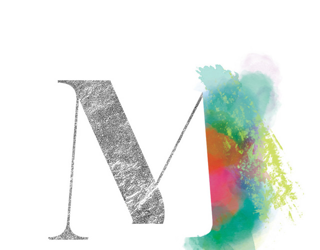 水彩字母M设计素材