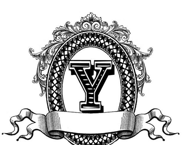 黑色手绘Y字母镜面艺术字免抠素材