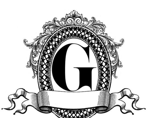 黑色手绘G字母镜面艺术字免抠素材