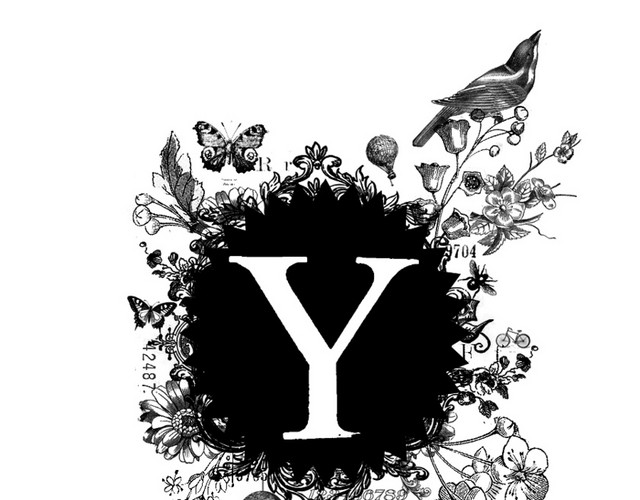 黑色手绘Y字母镜面艺术字