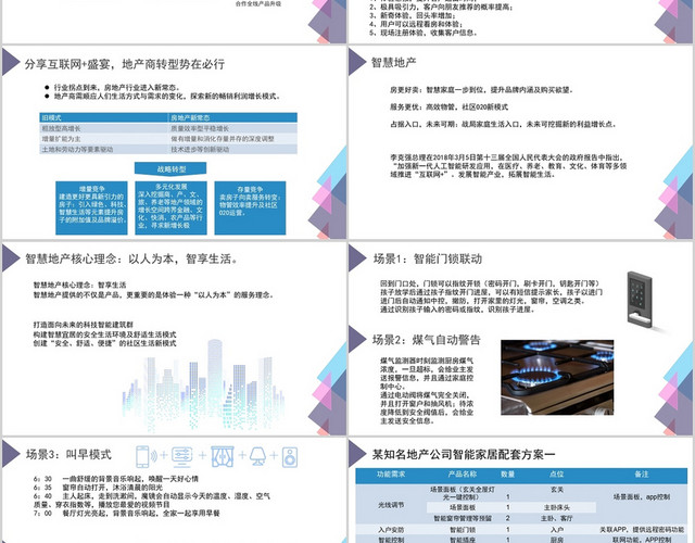 蓝紫色简洁风智慧家居之指挥地产PPT模板