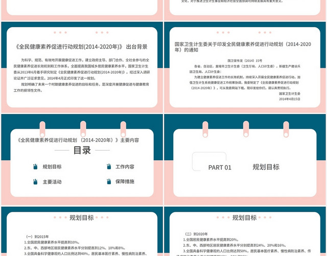 粉色商务风健康素养健康素养促进行动PPT模板