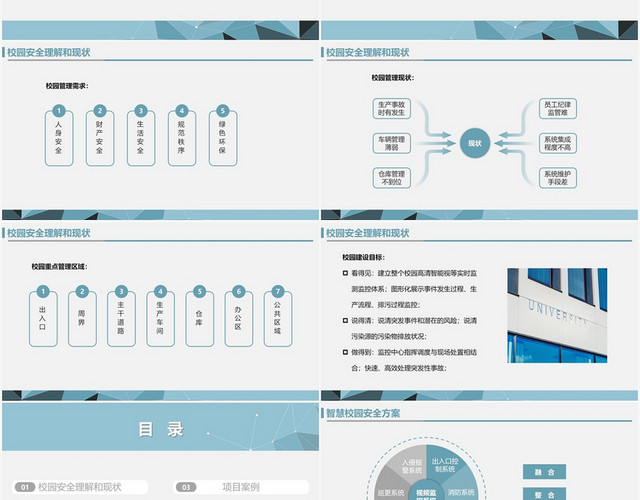 蓝色简约风智慧校园智慧校园安全方案PPT模板