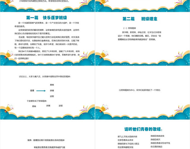 蓝色卡通简约风班级建设展示班级建设PPT模板
