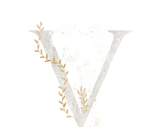 彩色清新英文字母V免抠素材
