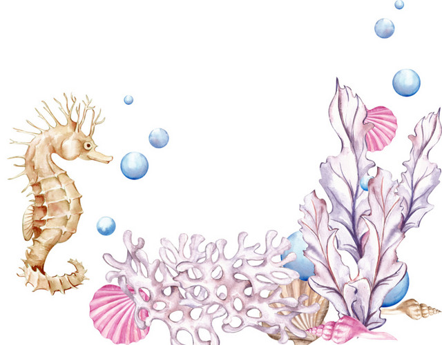 黄色的海马矢量元素