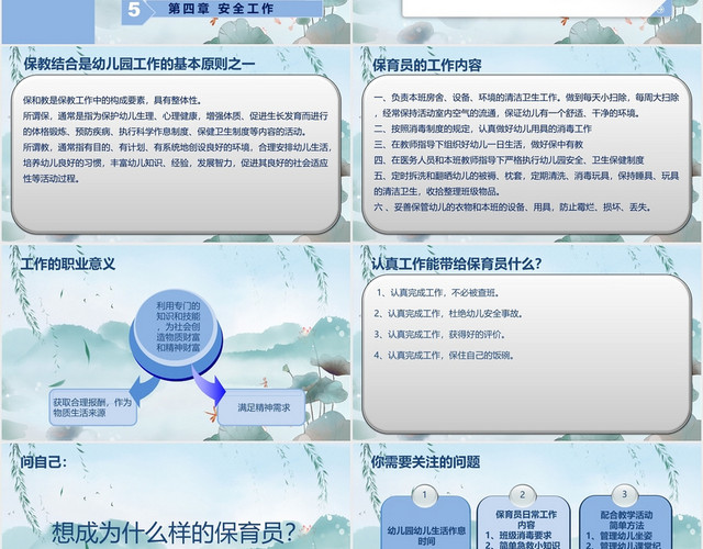 简介幼儿园保育员PPT模板