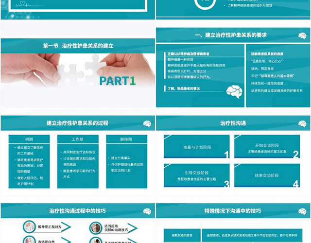 绿色医务主题精神科护理的基本技能PPT模板