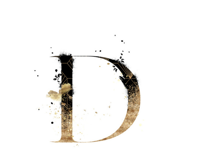 金粉装饰大写字母D