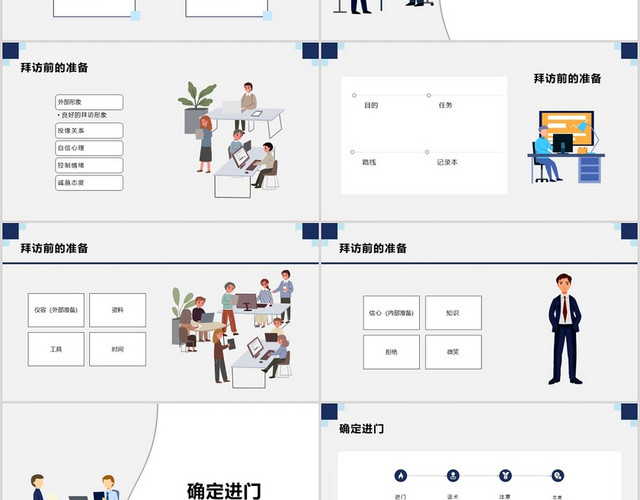 蓝色商务风客户分析教程PPT模板