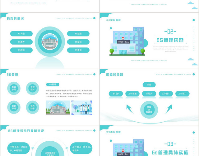 蓝色简约风医院6S管理培训成果汇报PPT模板