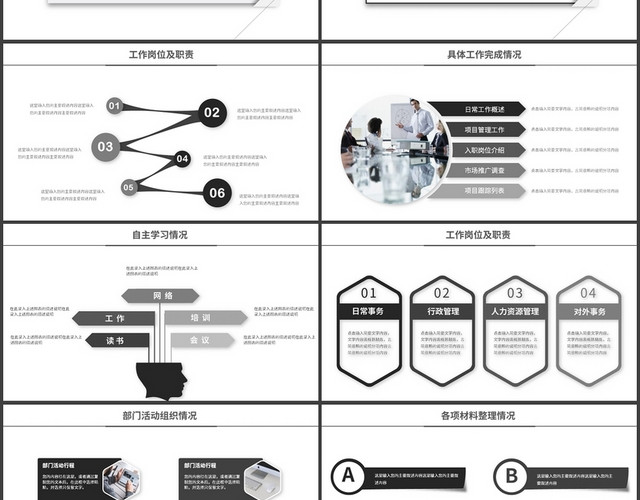 创意简约黑白述职报告工作汇报工作总结PPT模板
