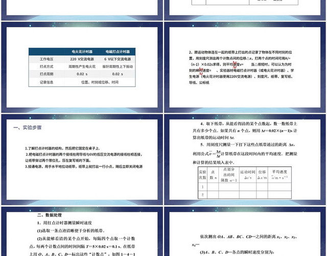 蓝色简约风计时器用打点计时器测速度PPT模板