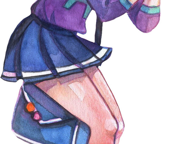 蓝色卡通女孩图片下载素材