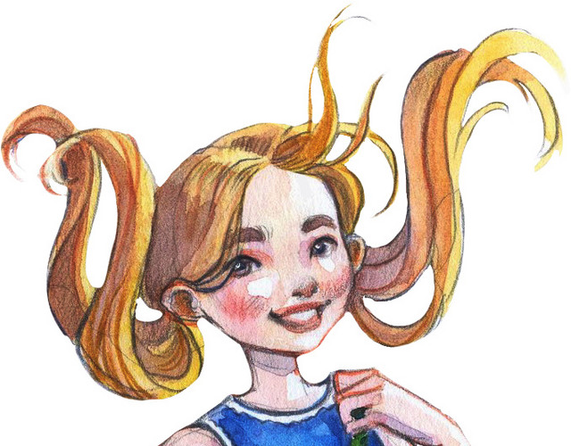 蓝色简约女孩图片下载素材
