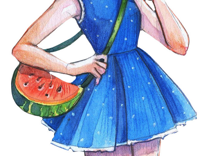 蓝色简约女孩图片下载素材