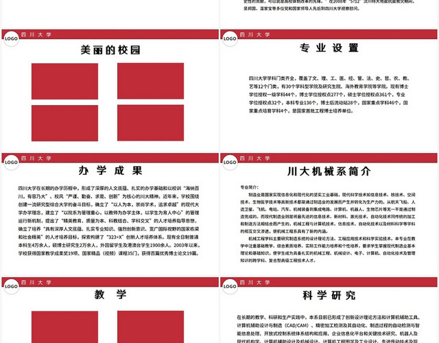 红色简约风四川大学四川大学概述PPT模板