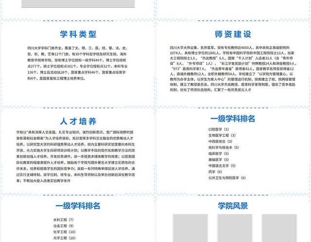 蓝色简约风四川大学四川大学PPT模板
