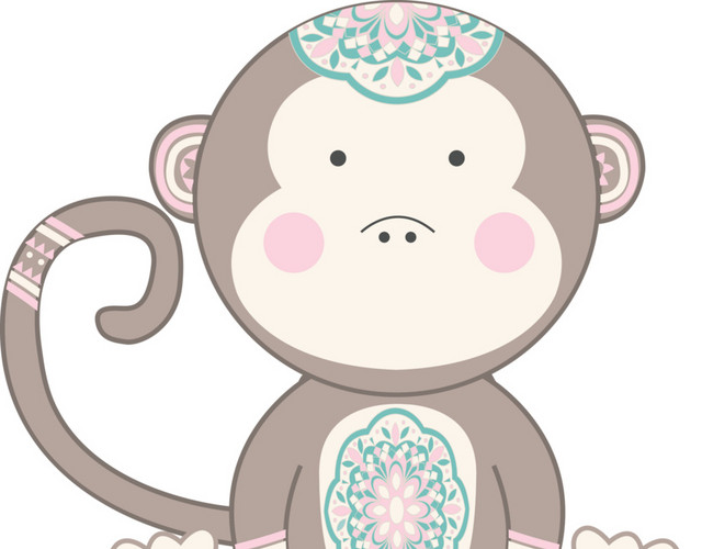 彩色猴子插画素材