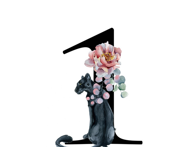 彩色花数字1