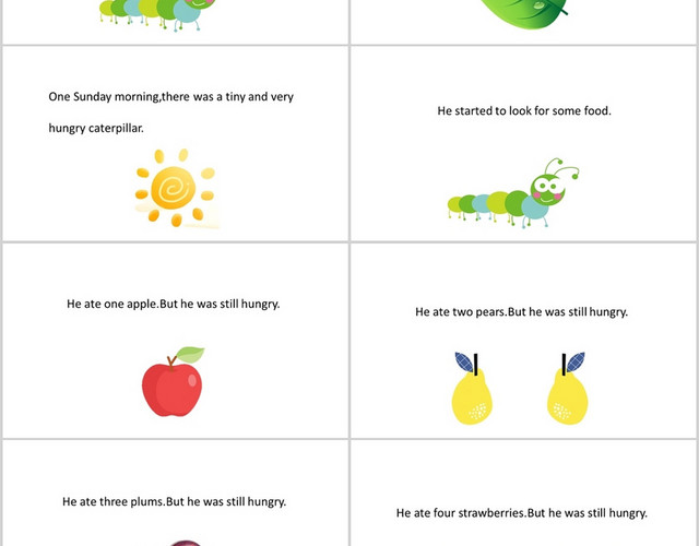 白色卡通风说课课件一只非常饿的毛毛虫PPT模板