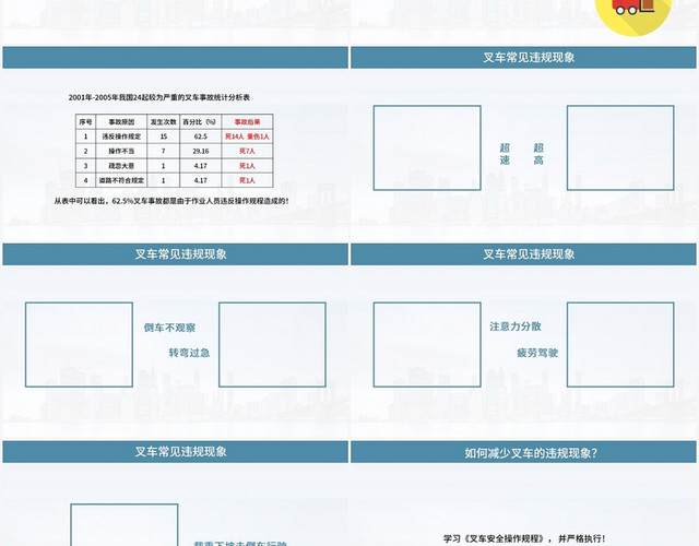 蓝色商务风叉车安全培训叉车作业安全培训PPT模板