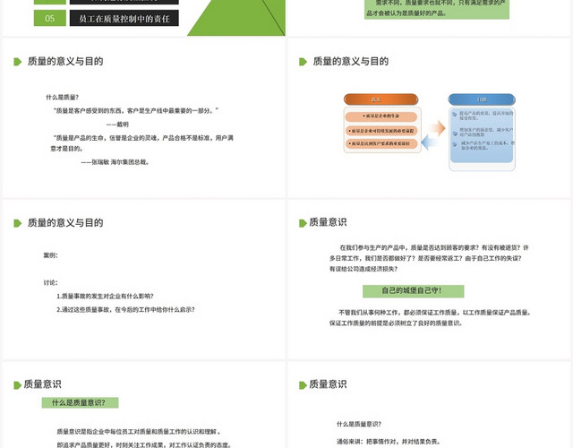 绿色商务风质量培训新员工质量培训PPT模板