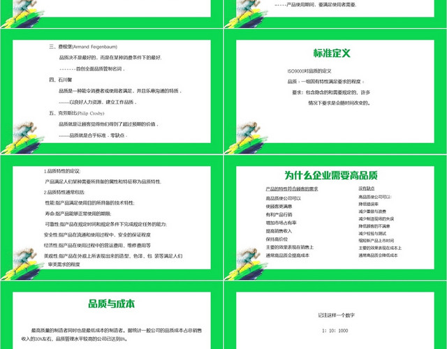 绿色简约风品质意识培训教材品质培训PPT模板