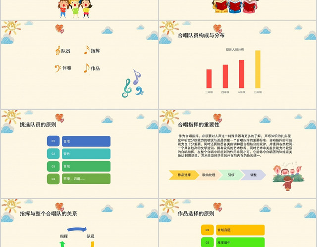 米黄色可爱风童声合唱PPT模板