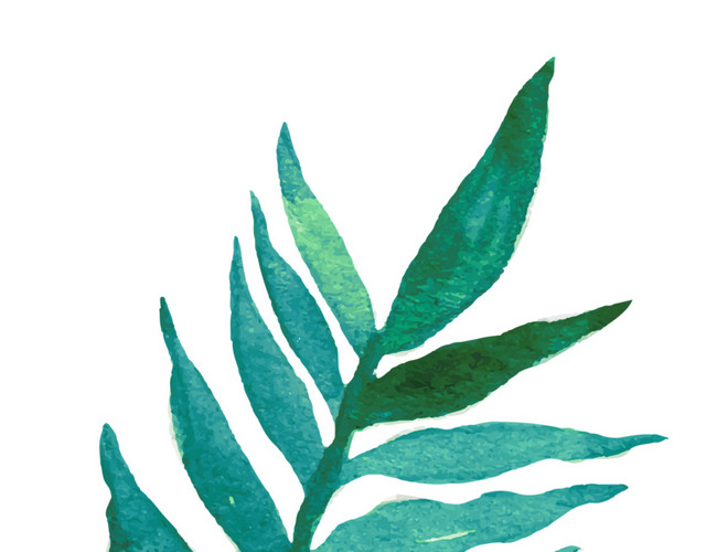 蓝色清新植物枝条素材